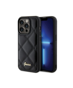 IPHONE 15 PRO TPU GUESS QUILTED METAL LOGO BLACK