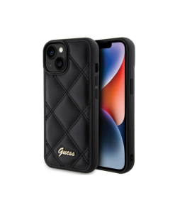 IPHONE 15 TPU GUESS QUILTED METAL LOGO BLACK