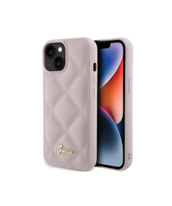 IPHONE 15 TPU GUESS QUILTED METAL LOGO PINK