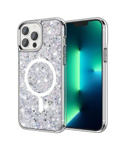 iPhone 13 Pro Sparkly Glitter MagSafe White