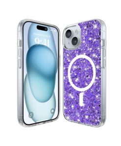 iPhone 15 Sparkly Glitter MagSafe Purple