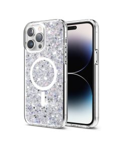 iPhone 14 Pro maskica Sparkly Glitter MagSafe White