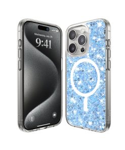 iPhone 15 Pro Max maskica Sparkly Glitter MagSafe Blue