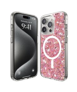 iPhone 15 Pro Sparkly Glitter MagSafe Magenta