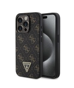 iPhone 15 Pro maskica GUESS 4G Triangle Metal Logo Crna