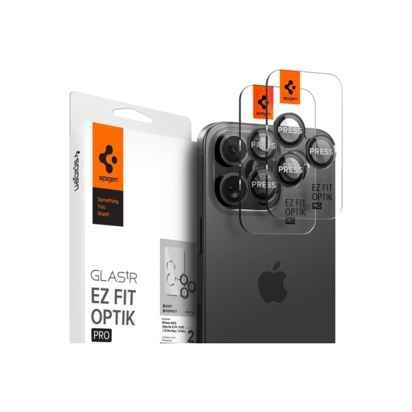 IPHONE 15 PRO 15 PRO MAX SPIGEN EZ FIT 2 KOM ZASTITNO STAKLO ZA KAMERU BLACK TITANIUM 2875