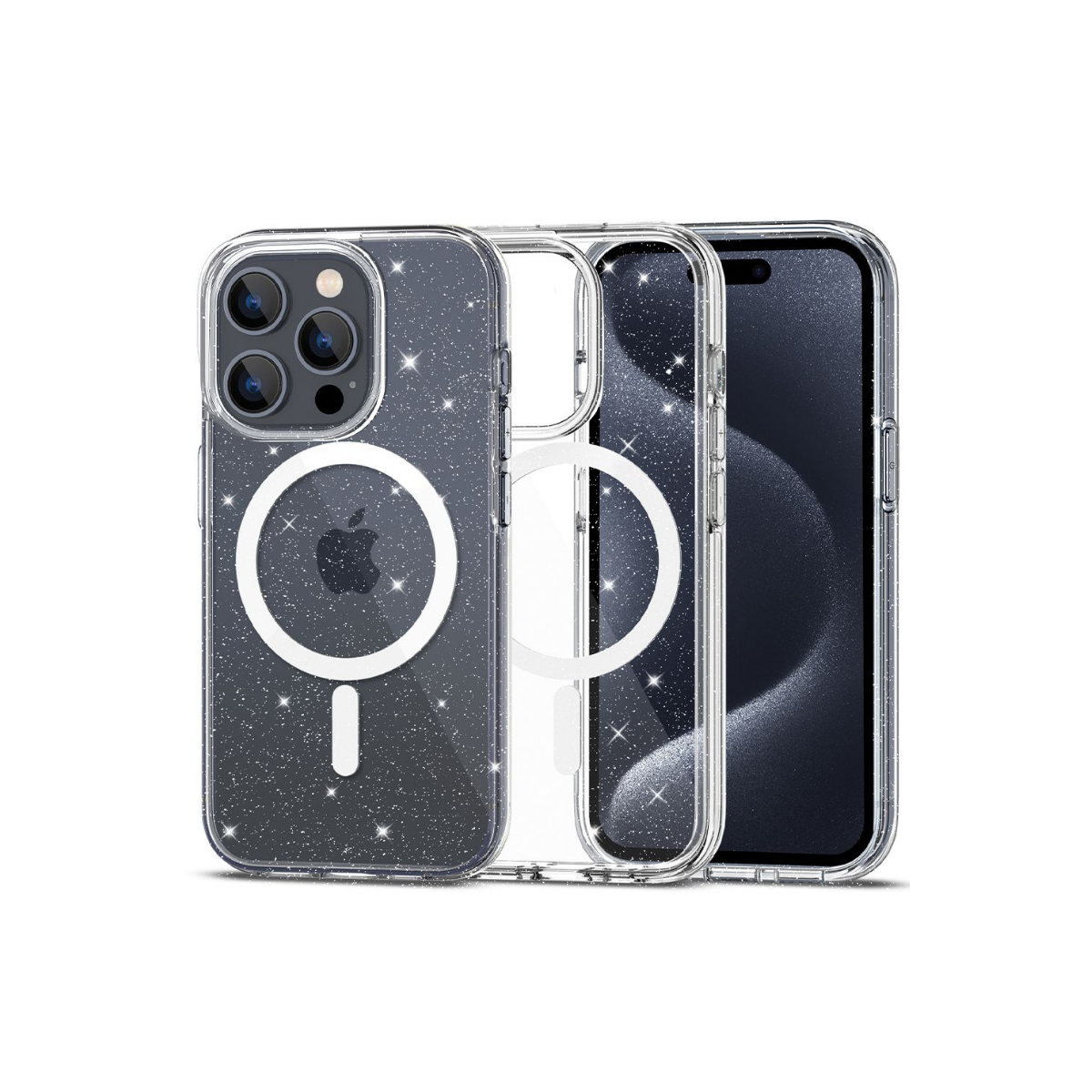 IPHONE 15 PRO TPU FLEXAIR HYBRID MAGSAFE GLITTER CLEAR 2911