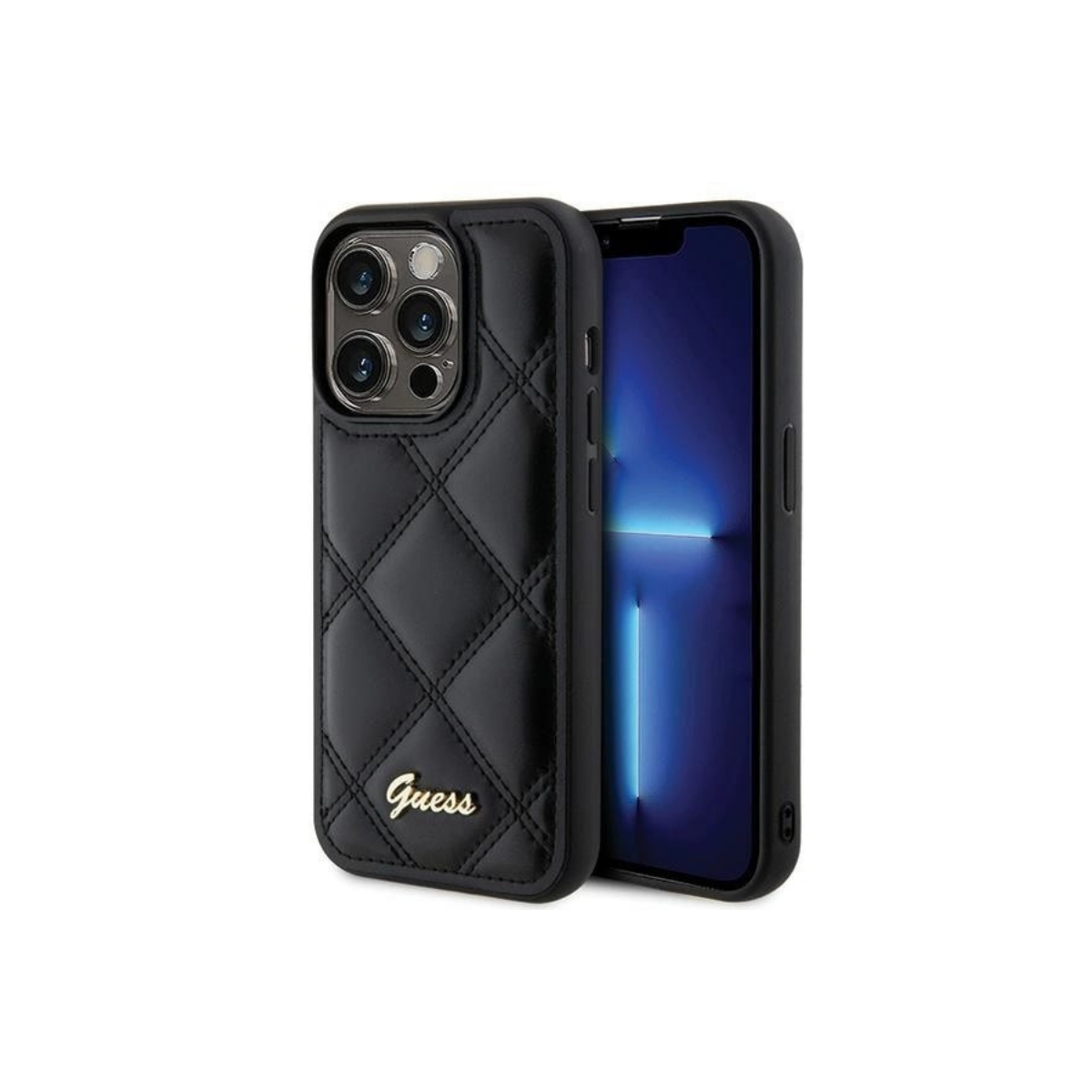 IPHONE 15 PRO TPU GUESS QUILTED METAL LOGO BLACK 3687