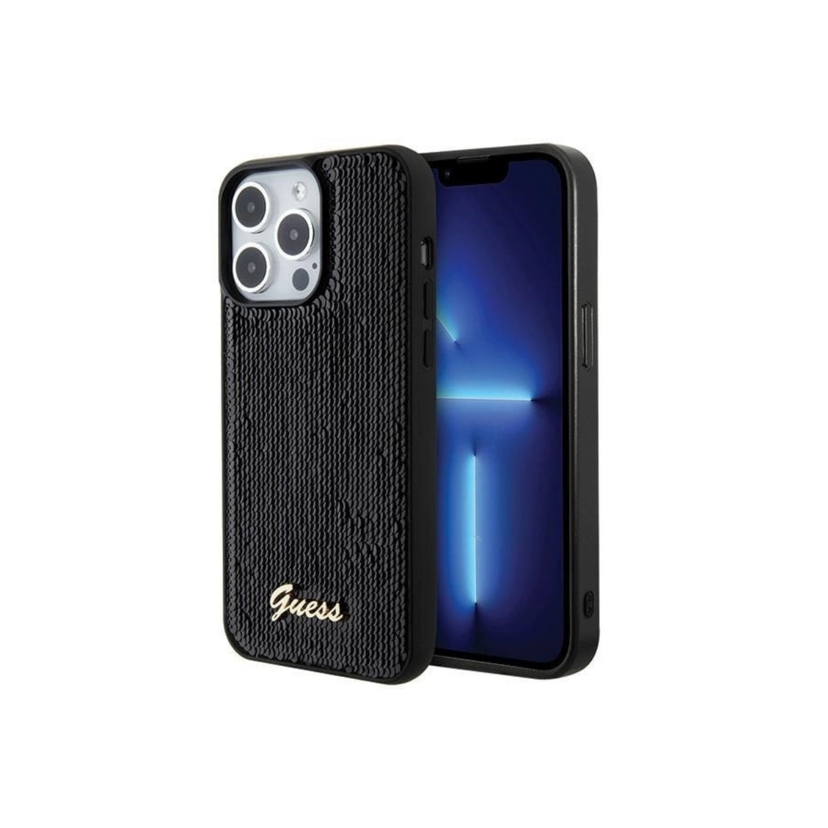 IPHONE 15 PRO TPU GUESS SEQUIN SCRIPT METAL CASE BLACK 3686