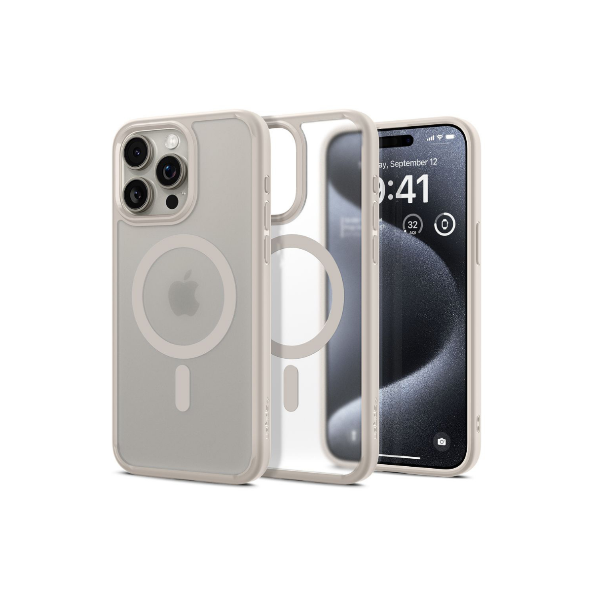 IPHONE 15 PRO TPU SPIGEN ULTRA HYBRID MAGSAFE FROST NATURAL TITANIUM 3050