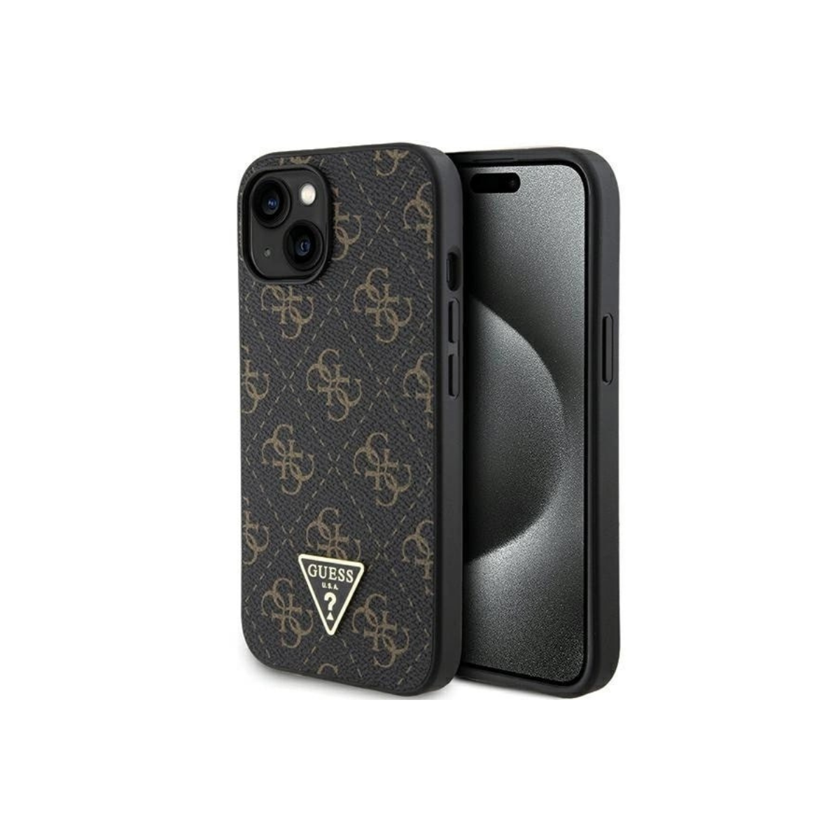IPHONE 15 TPU GUESS 4G TRIANGLE METAL LOGO BLACK 3706