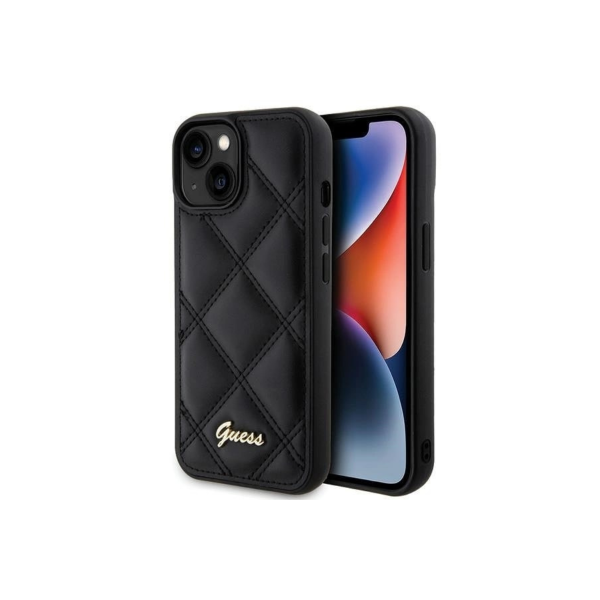 IPHONE 15 TPU GUESS QUILTED METAL LOGO BLACK 3689