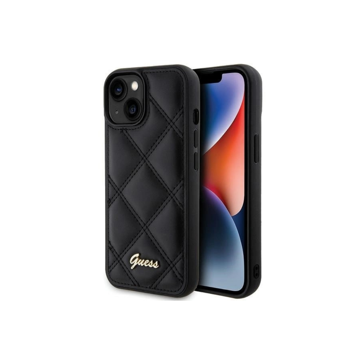 IPHONE 15 TPU GUESS QUILTED METAL LOGO BLACK 3689