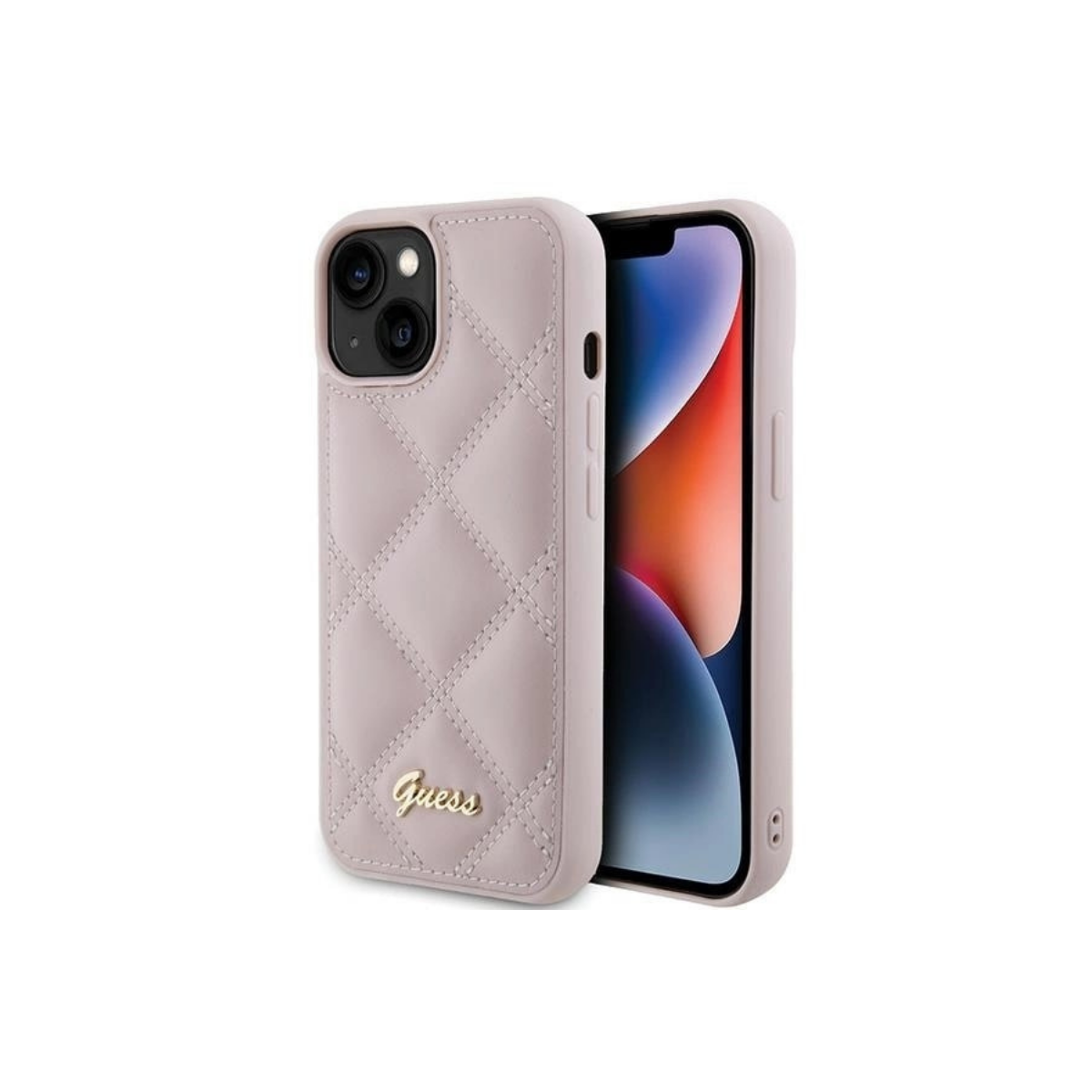 IPHONE 15 TPU GUESS QUILTED METAL LOGO PINK 3690