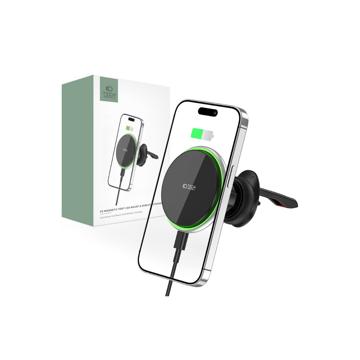 TECH PROTECT AUTO DRZAC MM15W V3 MAGSAFE BEZICNO PUNJENJE CRNI 1778